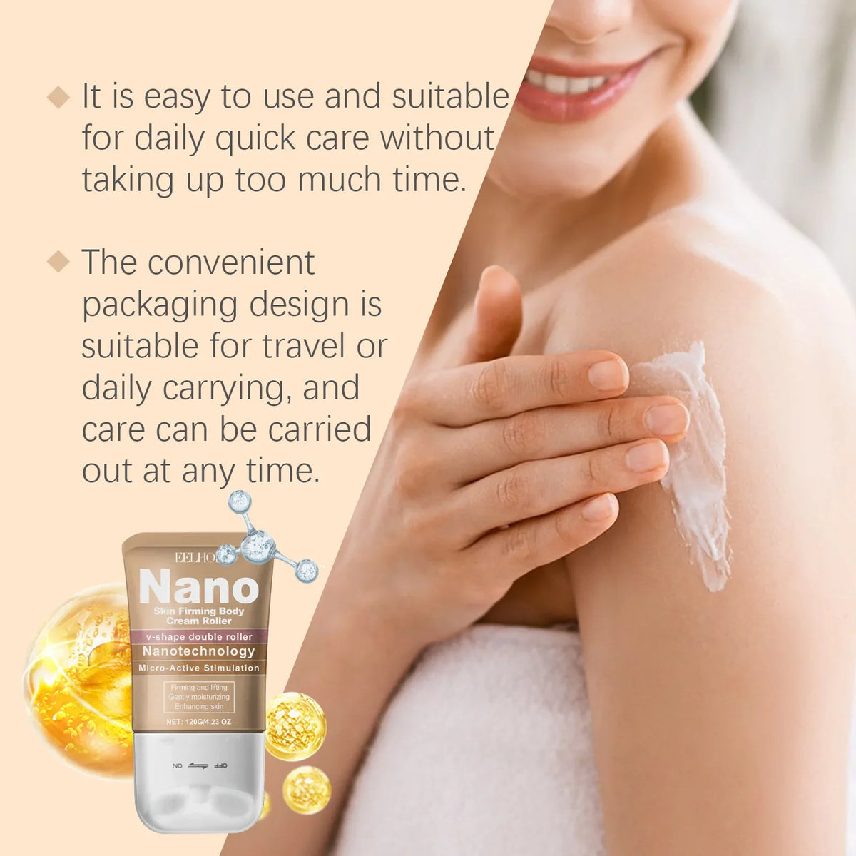 EELHOE Bee Venom Firming Body Cream Roller + Vitamin E 120g