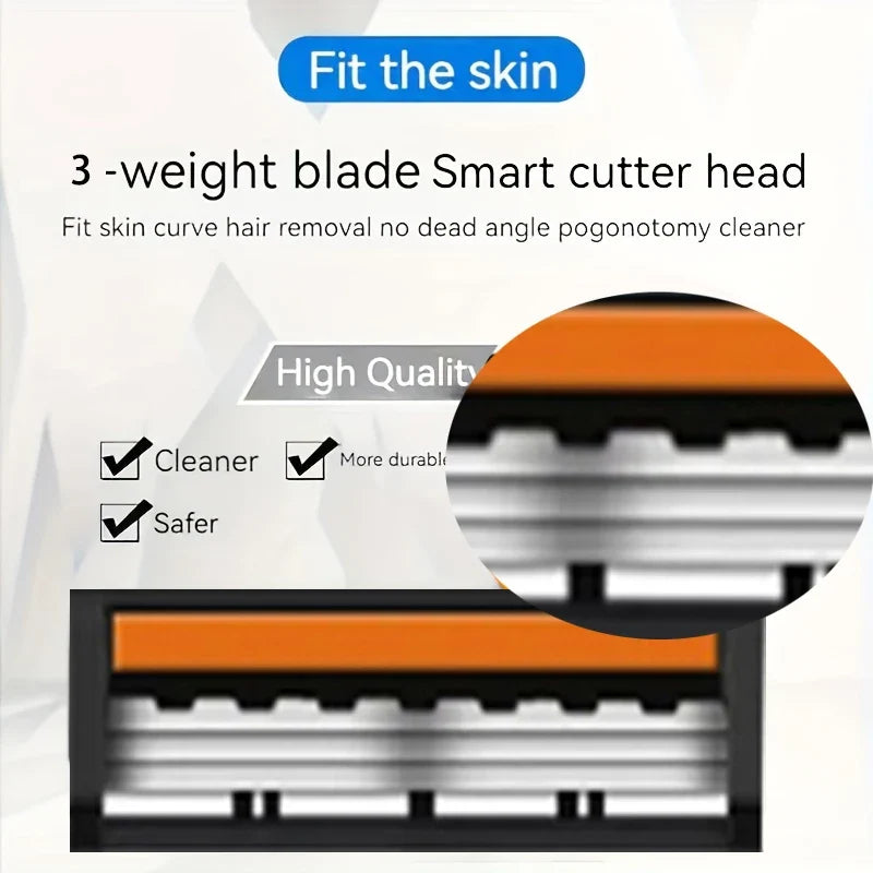 3-Blade Manual Safety Razor for Men & Women | Replaceable Head