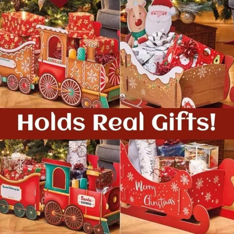Santa Toy Train Christmas Decoration – Holds Candy & Gifts