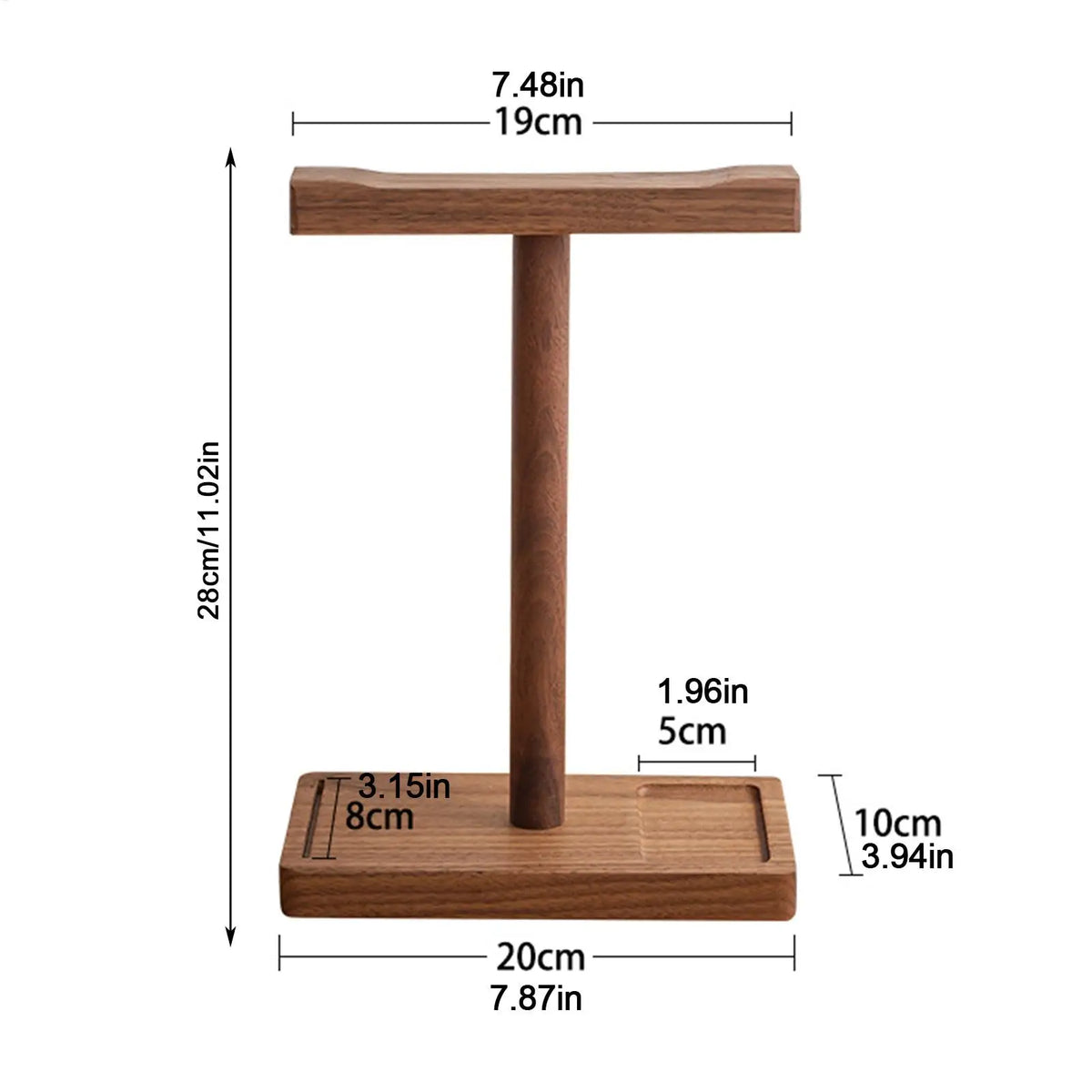 Wooden Headphone Stand Walnut Rack Rustic Desktop Hanger Universal