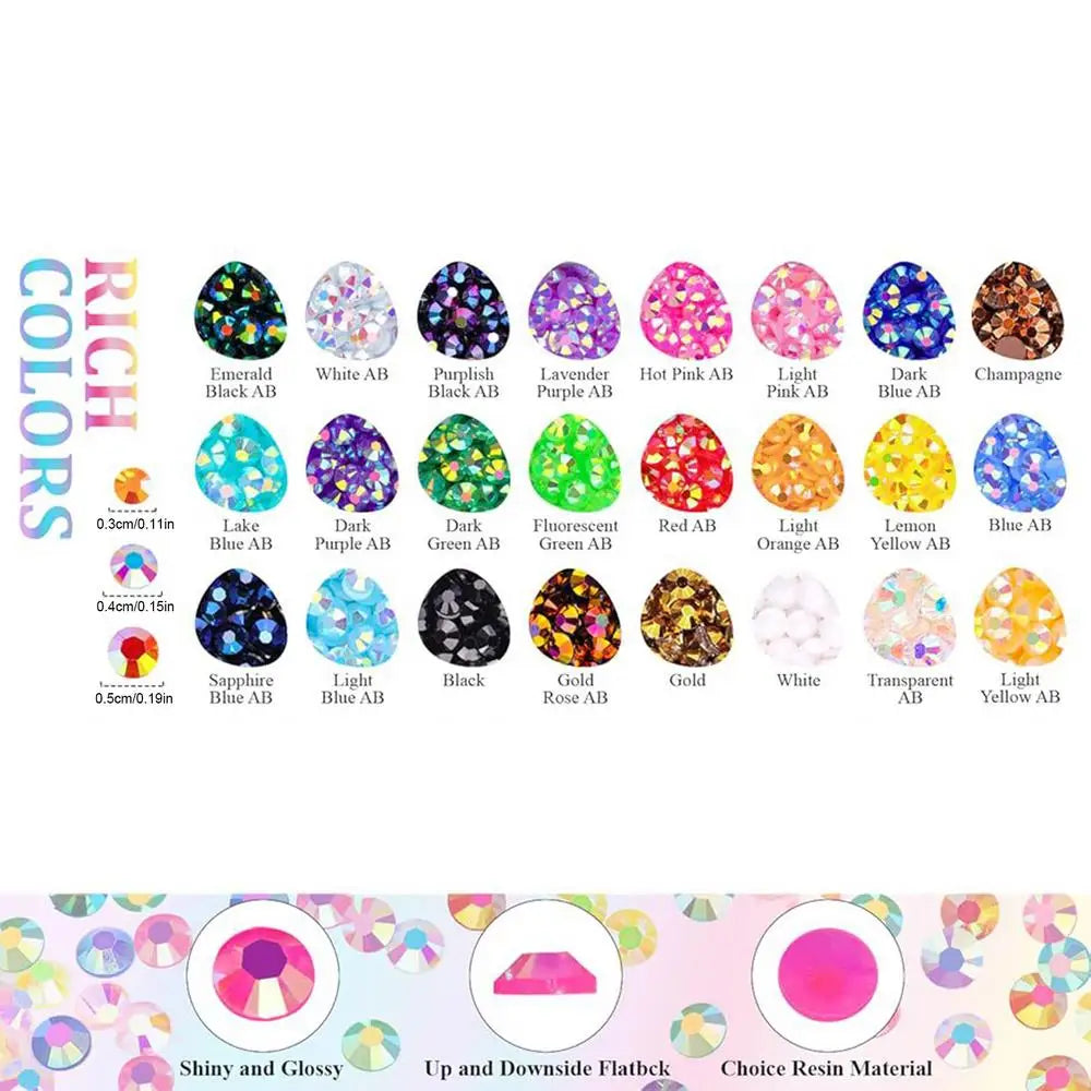 32,000 Jelly Rhinestones 40 Colors 3mm – Craft & Nail Gem Kit