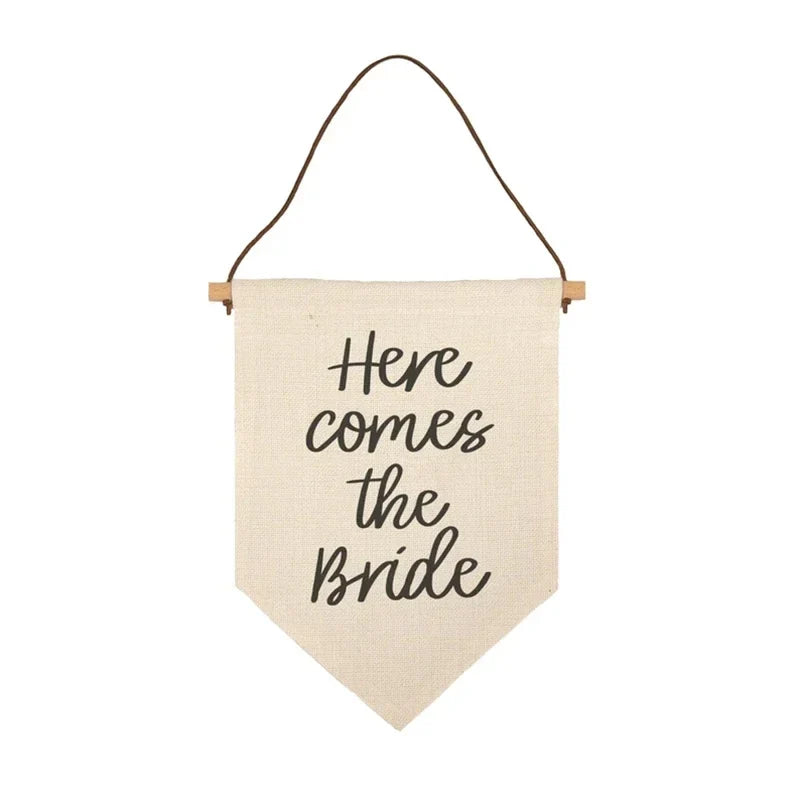 Here Comes The Bride Banner | Rustic Wedding Aisle Sign