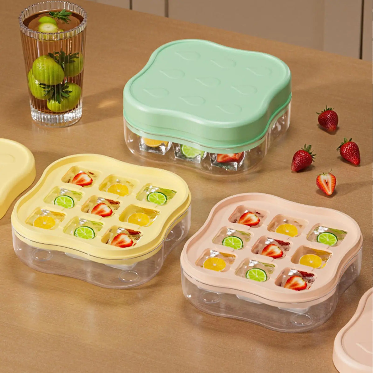 9-Grid Ice Cube Tray with Lid | Food-Grade Freezer Mold