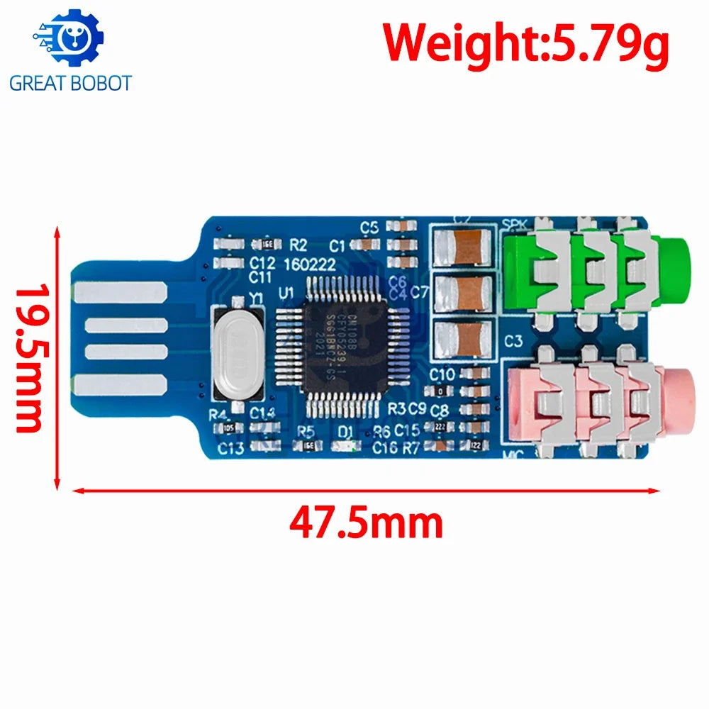 CM108 USB External Sound Card – Driver-Free for Laptop & PC