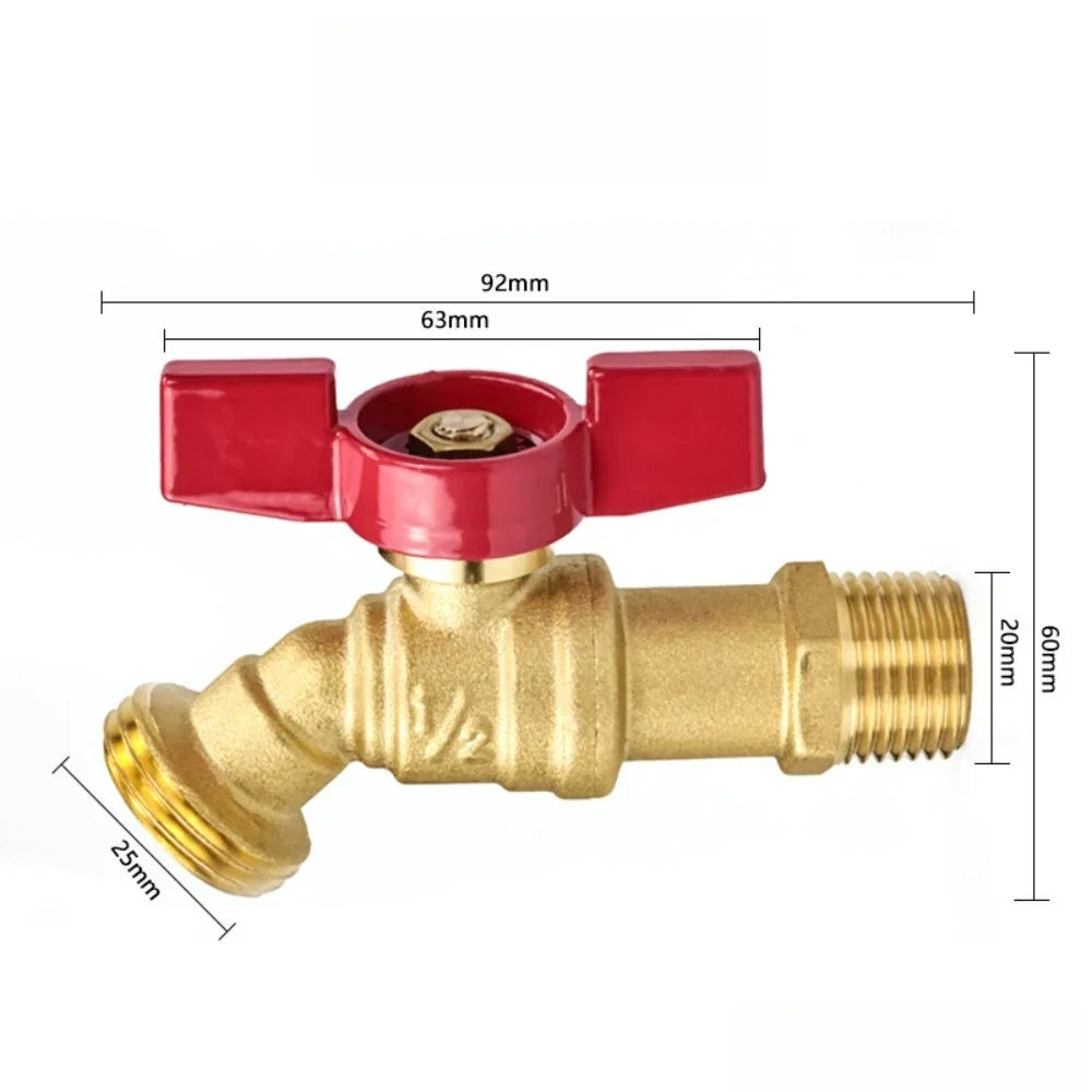 Brass Ball Valve Bulkhead Fitting 1/2" Female 3/4" Male Spigot
