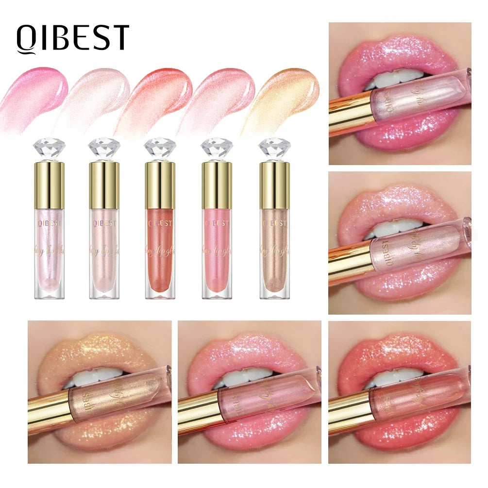 QIBEST Glitter Lip Gloss – Diamond Metallic Pearlescent Glaze