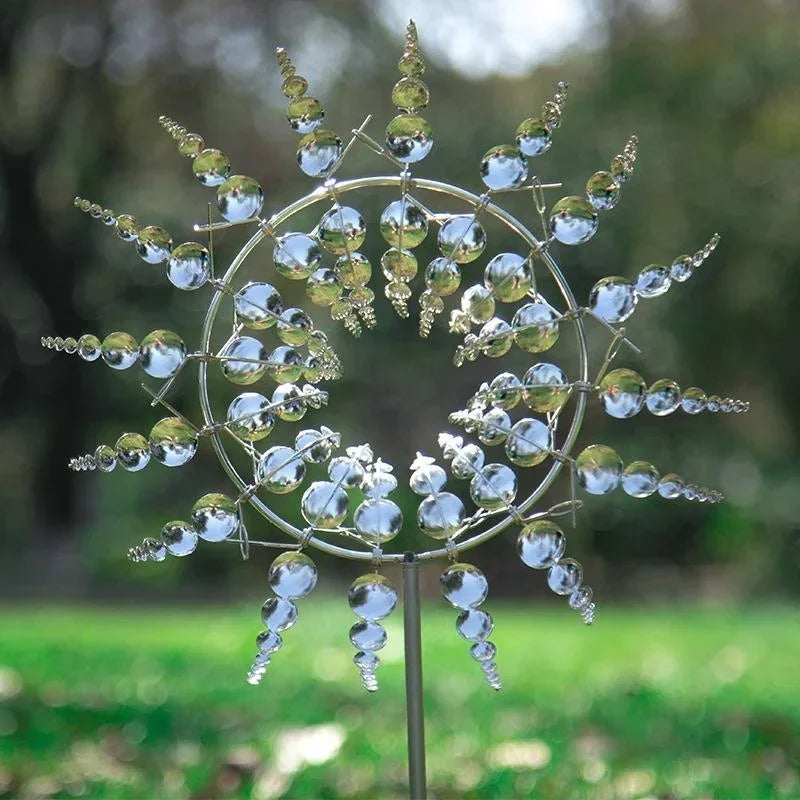 Metal Garden Windmill Wind Spinner – Rotating Outdoor Sculpture