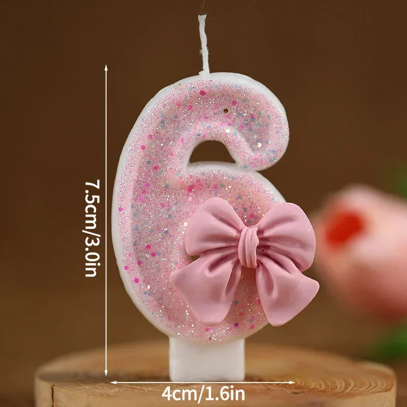 Number Cake Candle Pink Glitter Birthday 1 2 3 4 5 6 7 8 9 3D Topper