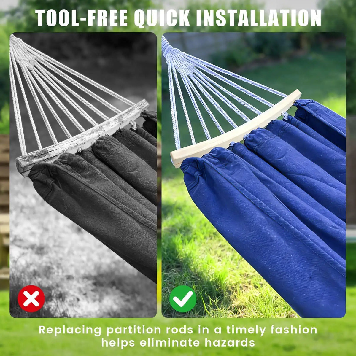 Wooden Hammock Spreader Bars 2-Pack | 10-Hole 40cm Crossbars