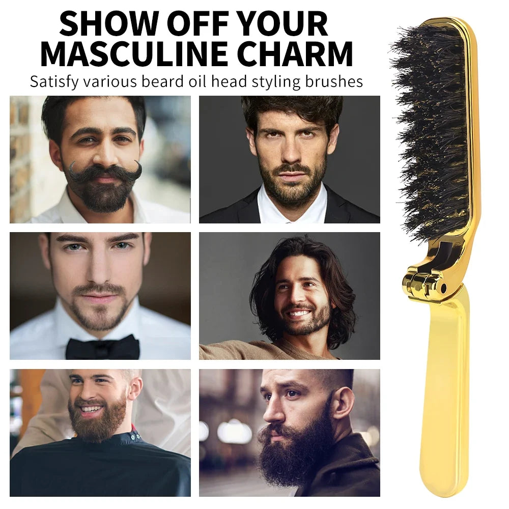 Folding Anti-Static Hair Brush & Beard Comb – Portable Styler