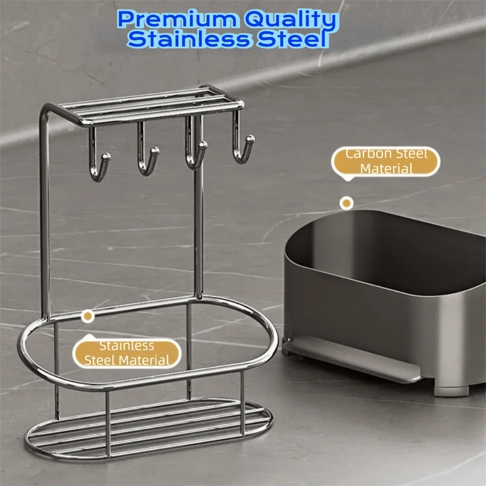 Gunmetal Gray Stainless Steel Kitchen Sink Organizer Rack