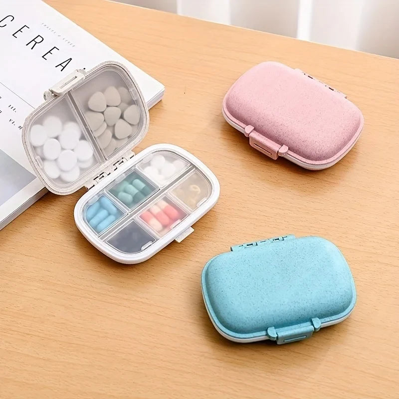 8 Grids Pill Box Seal Ring Small Tablets Wheat Organizer Container