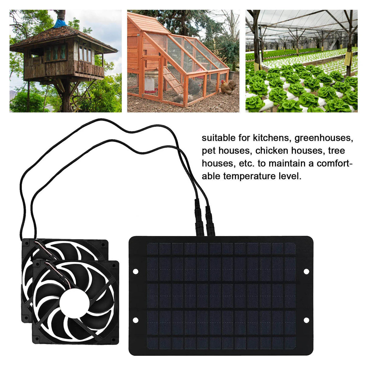 Solar Powered Dual Exhaust Fan – 10W Waterproof Ventilation Kit