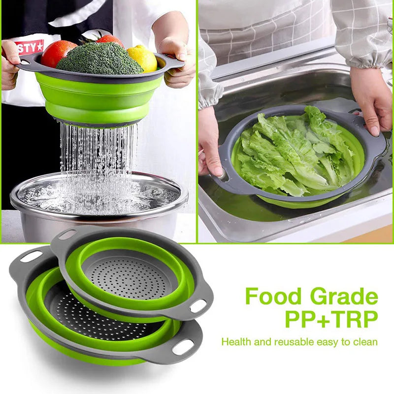 Collapsible Silicone Colander Basket | Fruit & Veggie Strainer