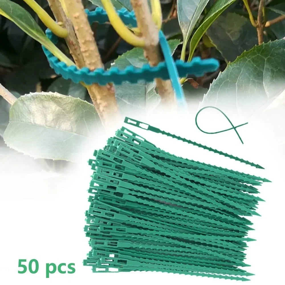 50pcs Adjustable Reusable Plastic Plant Ties | Garden Support Clips