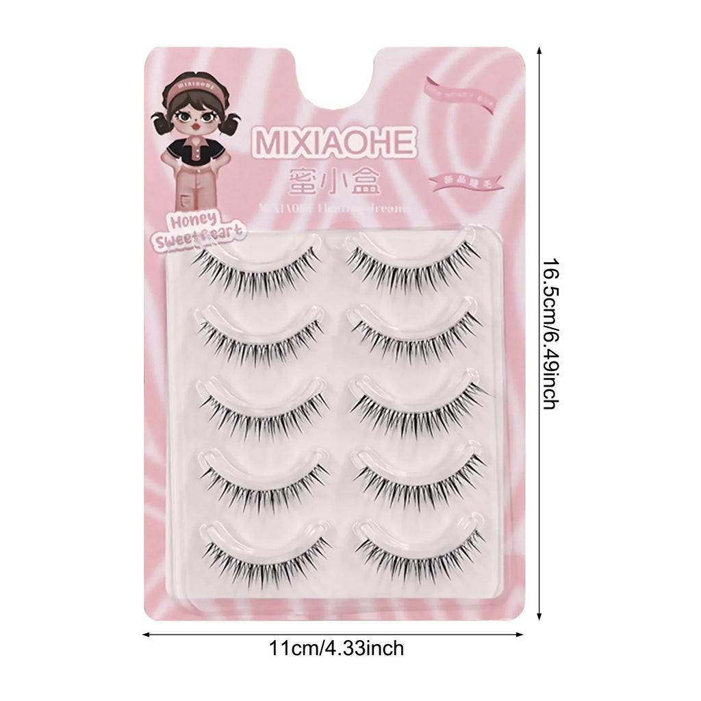 Natural Wispy Strip False Eyelashes – 5 Pairs DIY Lash Set