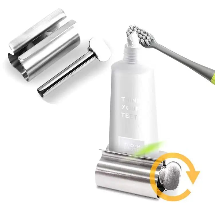 Stainless Steel Toothpaste Tube Squeezer Roller & Holder Stand