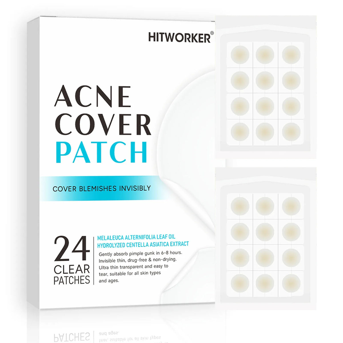 Hydrocolloid Acne Patches 24-Pack – Alcohol-Free Blemish Stickers