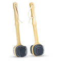 Soft Silicone Body Cleansing Brush Detachable Long Wooden Handle