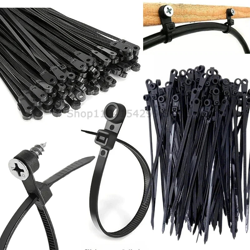 Screw Hole Nylon Cable Ties Self-Locking 4×150mm | 100–500 Pcs