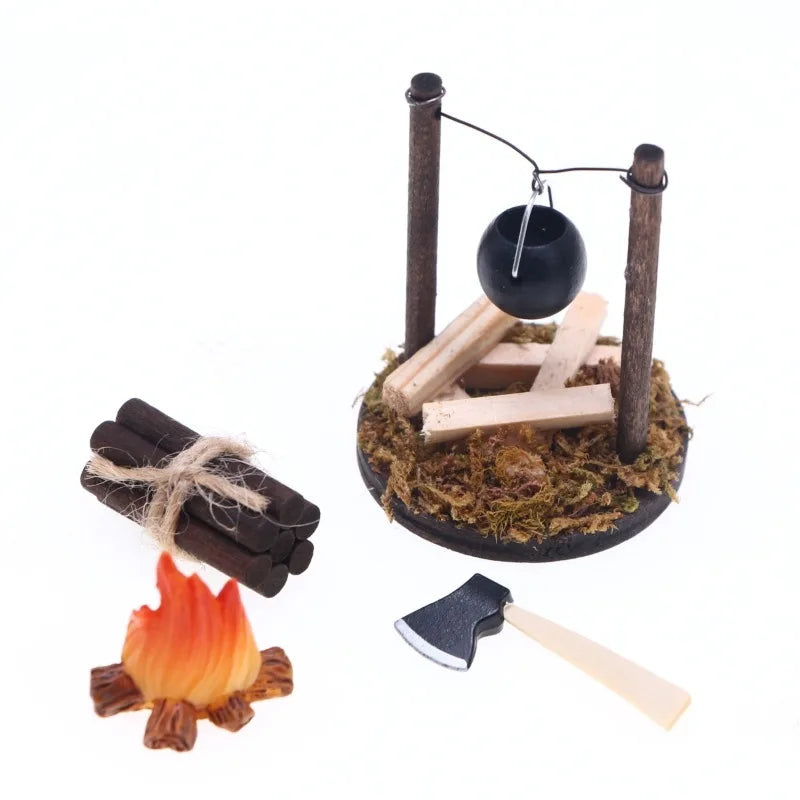 Resin Miniature Campfire Figurine | Micro Bonfire Ornament