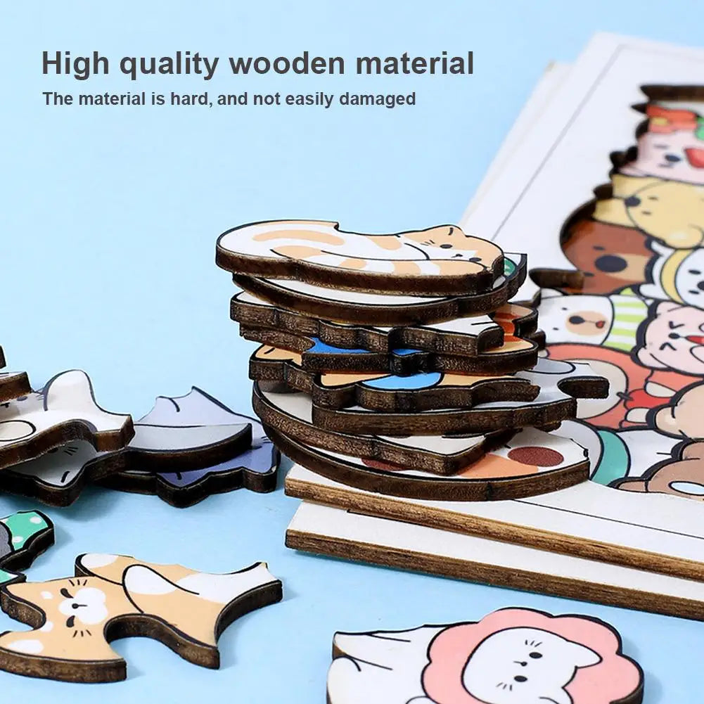 50-Piece Animal Wooden Jigsaw Puzzle – Cats, Dogs & More