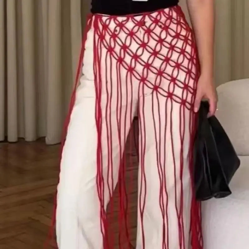 Netted Fringe Waistband – Handwoven Bikini Cover-Up Skirt