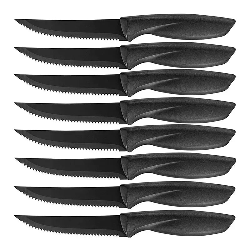 Serrated Steak Knife Set – Stainless Steel & Plastic Handle