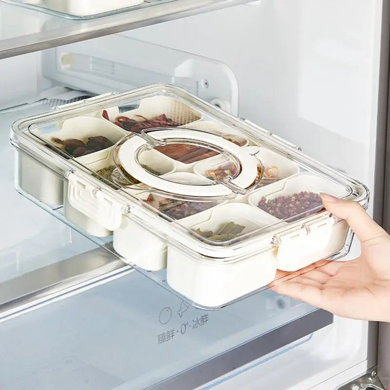 8-Compartment Leakproof Snack Container Tray with Lid & Handle