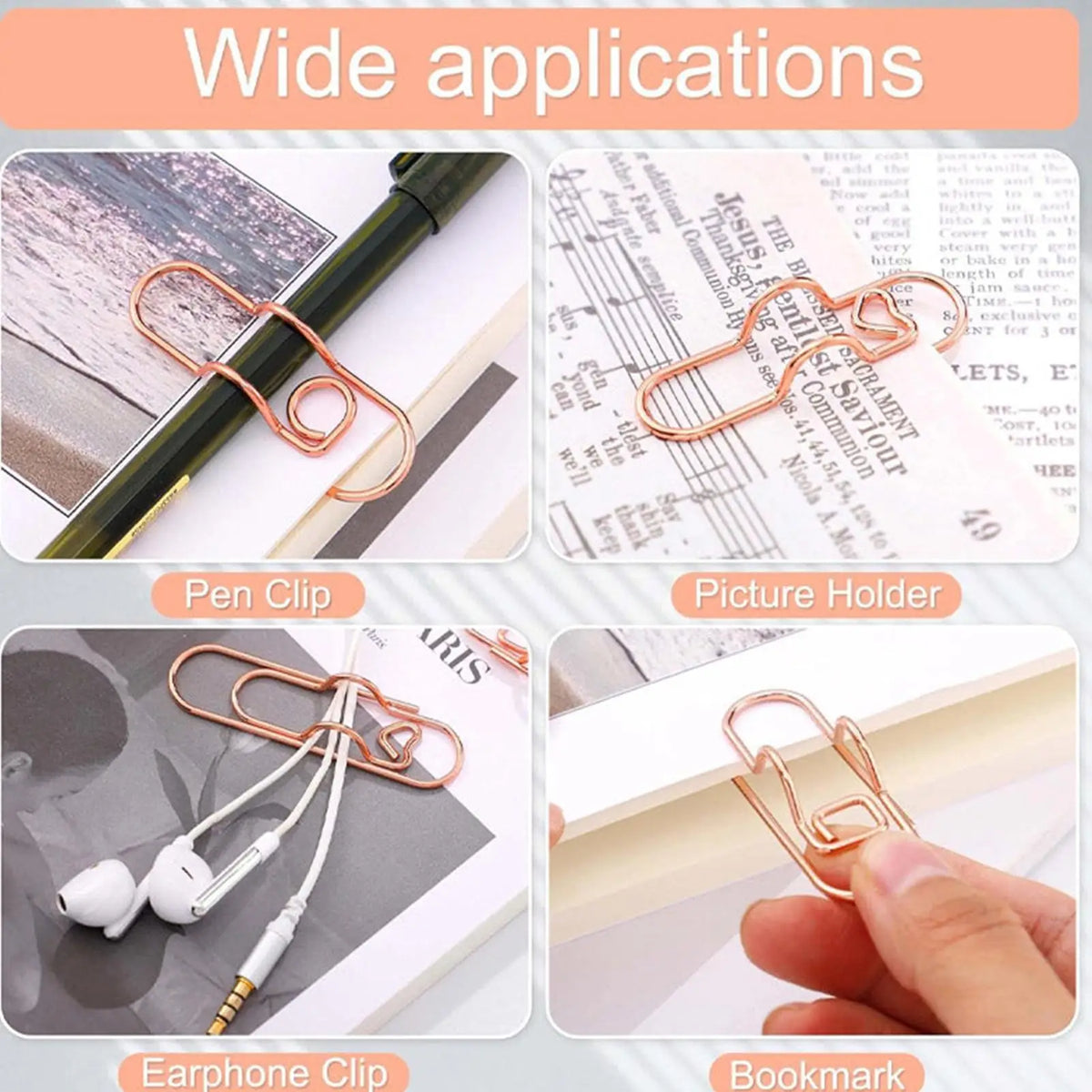 Heart Metal Pen Clip Holders for Notebooks & Journals – 8 Pack