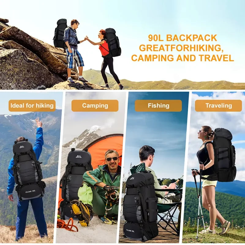 90L Waterproof Hiking Backpack | Large Camping Travel Bag