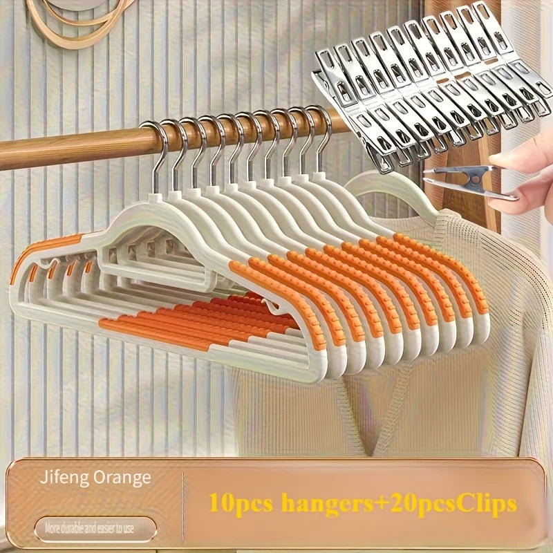 Anti Slip Hangers 20 Clips Heavy Duty Velvet Clothing Wardrobe