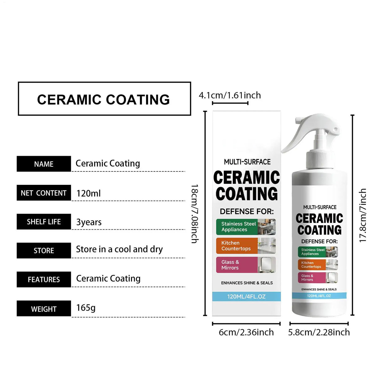 Ceramic Glass Coating Spray 120ml – Shine, Seal & Protect