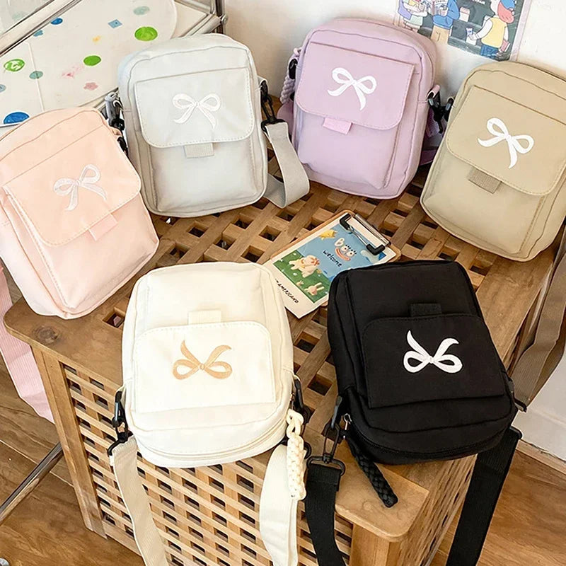 Women's Bow Crossbody Bag – Nylon Shoulder & Messenger Purse