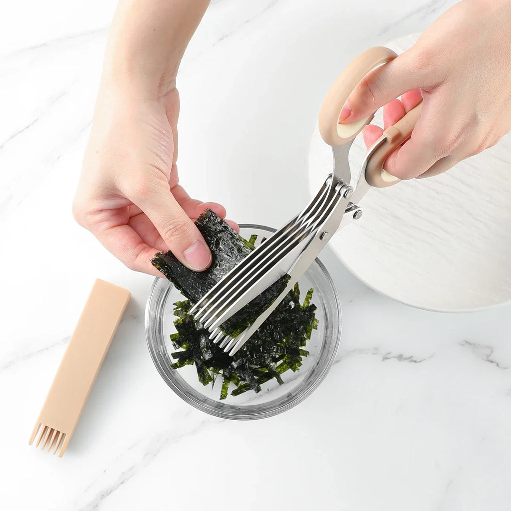 5-Layer Stainless Steel Kitchen Scissors with Lid | Herb Cutter
