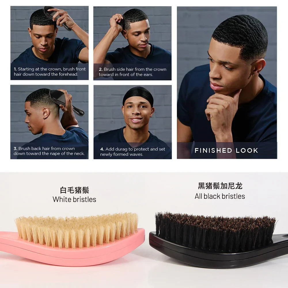 Men's Boar Bristle Beard & Wave Brush – Wood Handle