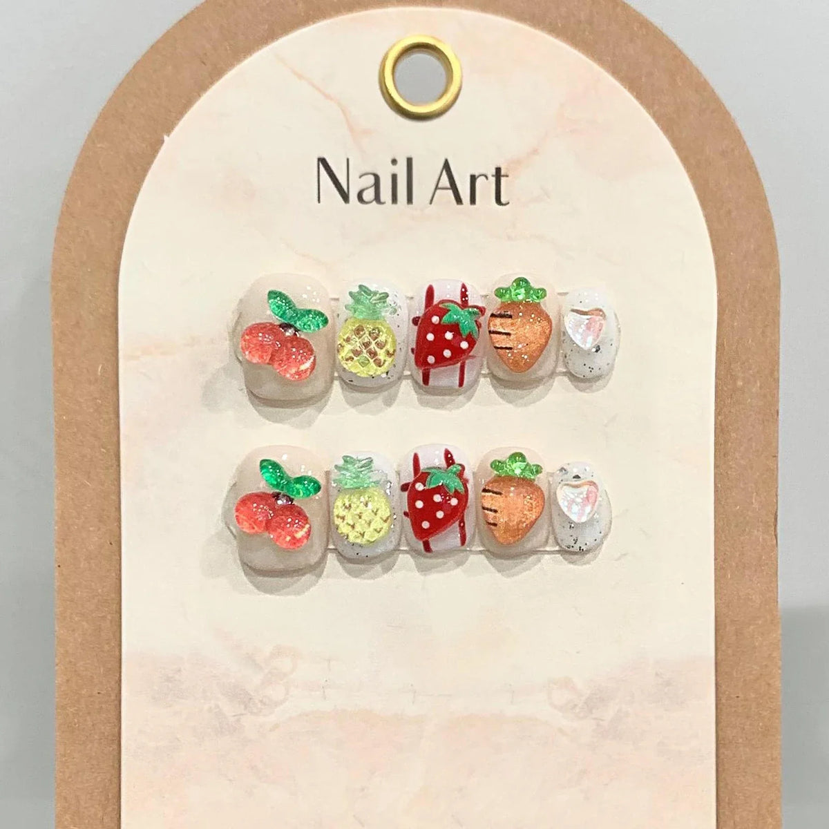 Handmade Summer Fruit Press-On Nails | Grapes Peaches 10pcs
