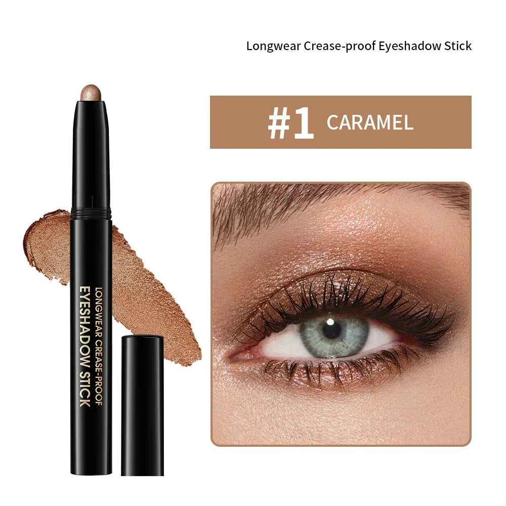 Lakerain 10-Color Waterproof Eyeshadow Stick | Glitter & Matte