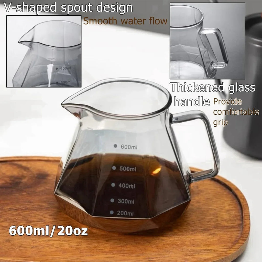 Leeseph Pour Over Coffee Maker – Walnut Handle & Glass Lid 13.5/20oz