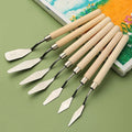 Painting Stainless Steel Spatula Oil Paint Wood Handle Flexible
