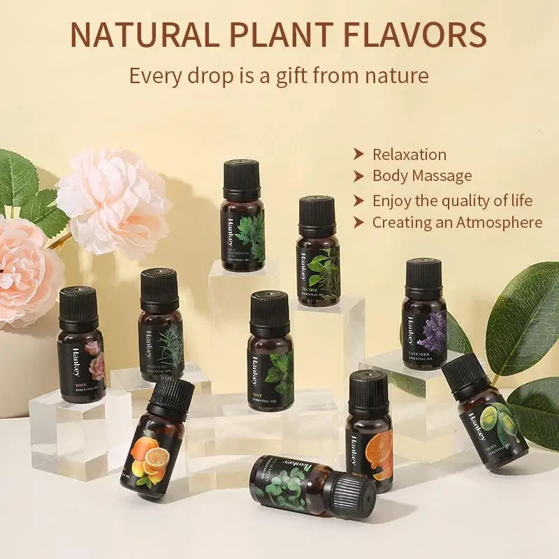 10ml Natural Plant Essential Oil – Lavender, Rose, Eucalyptus & More