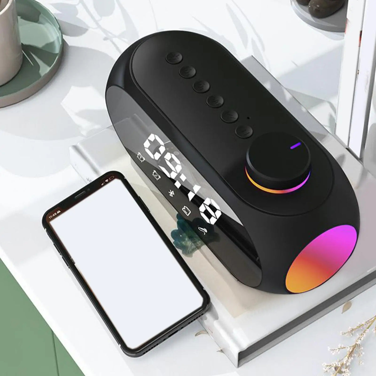 Smart Alarm Clock with Bluetooth Speaker & LED Night Light