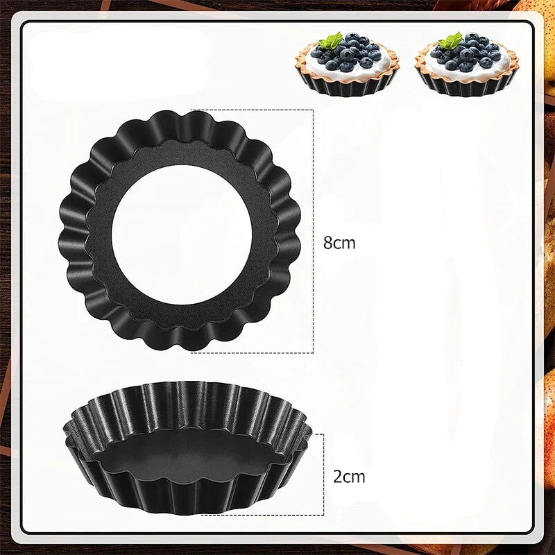 Mini Tart Pans 8cm – Non-Stick Carbon Steel Egg Tart Mold Set