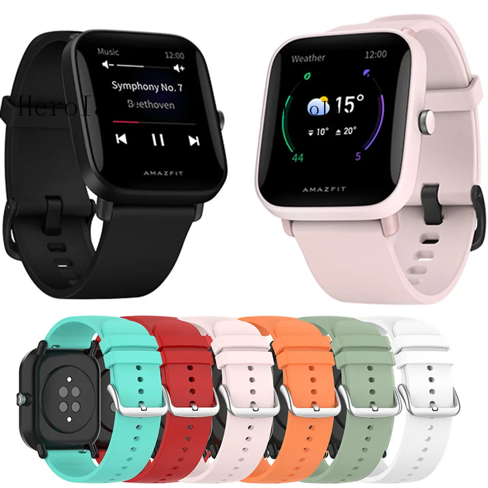 Silicone Watch Band for Amazfit Bip U/S, GTR & Samsung 20/22mm