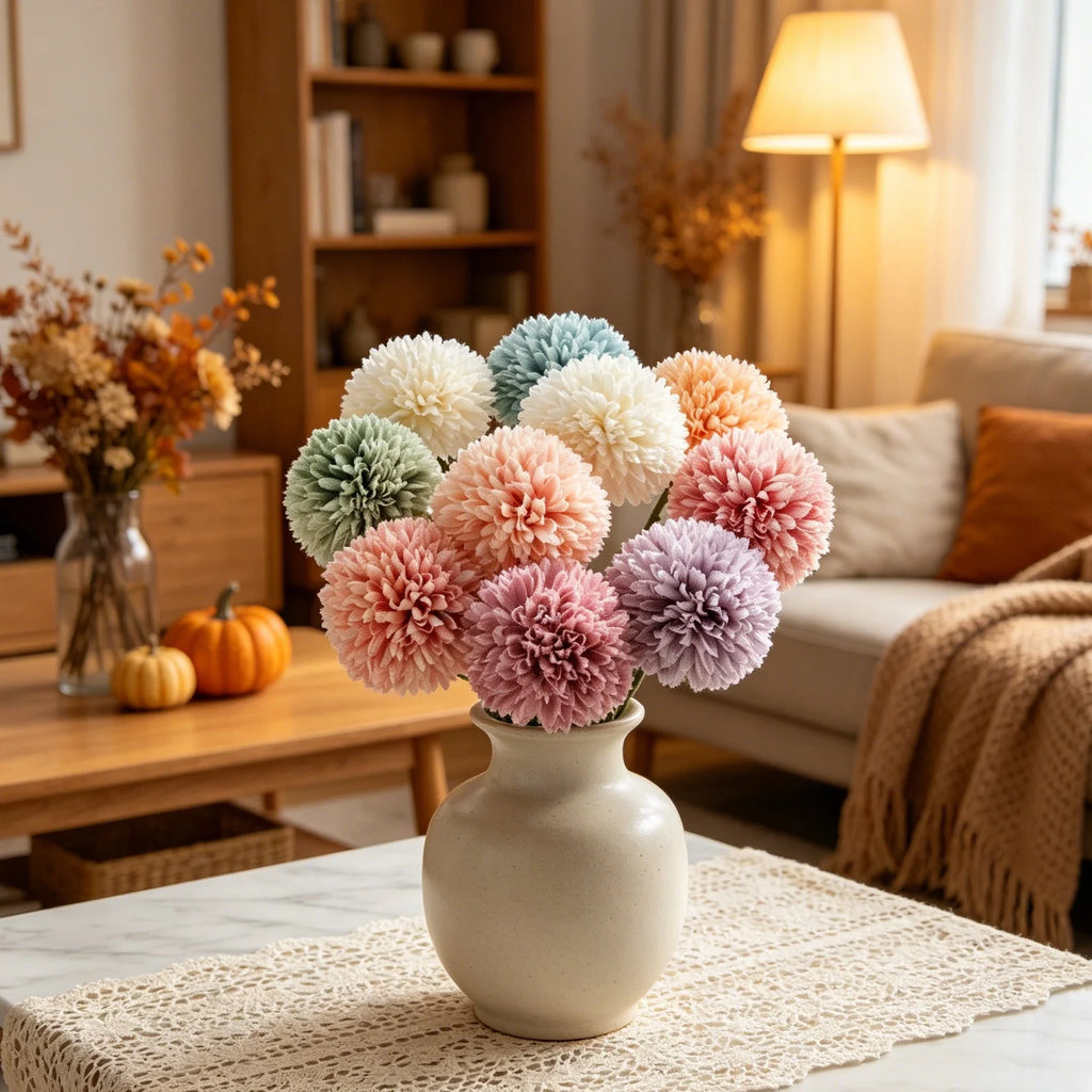 Artificial Silk Dandelion & Hydrangea Flowers – 10/20 Pcs