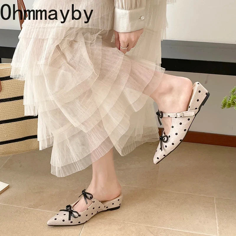 Polka Dot Wedge Mules – Women's Slingback Dress Slides