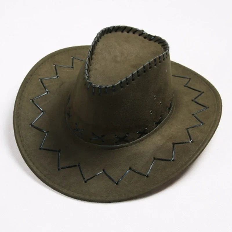 Wide Brim Western Cowboy Hat – Unisex Faux Suede Sun Hat