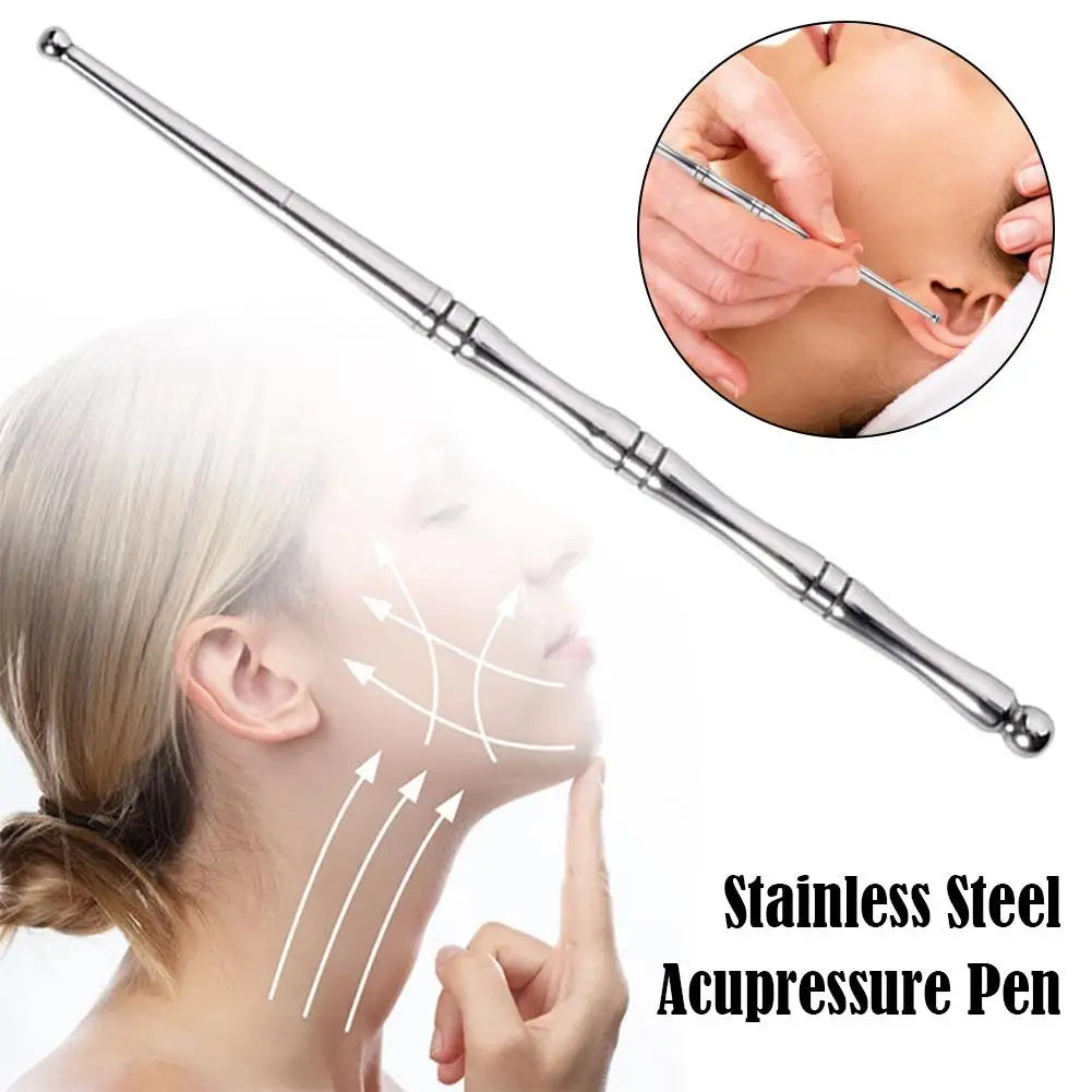 Stainless Steel Acupressure Pen – Dual 4mm/5mm Head Massage Tool