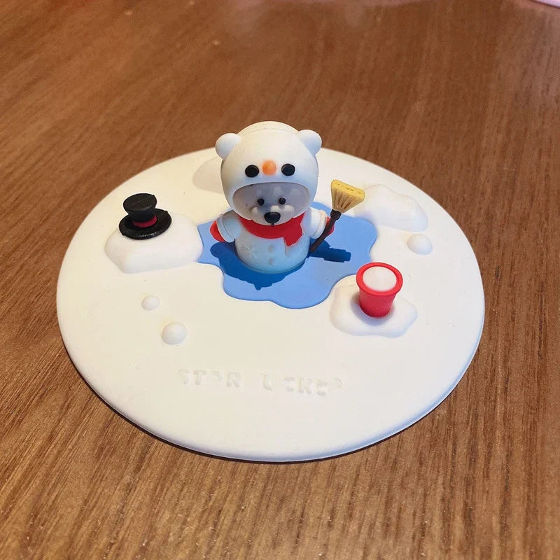 Food-Grade Silicone Cup Cover | Cute Cartoon Dustproof Lid
