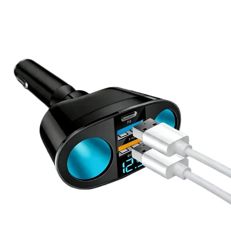 Dual-Port Car Charger PD 20W + QC 3.0 with Digital Display